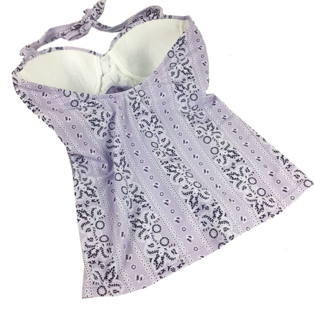 Jessica Simpson Lavender Purple Bandana Halter Top Tankini Small - Picture 6 of 10